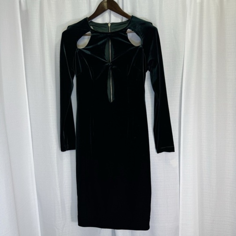 NWOT House of CB Women's Denara Green Velvet Dress Large Bodycon Cut Out Party - Picture 9 of 16
